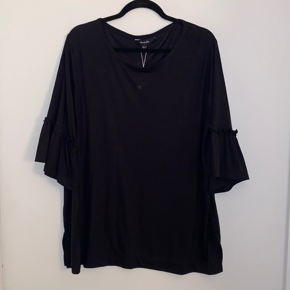 Simply Be UK Black Ruffle Tunic T-shirt Tee